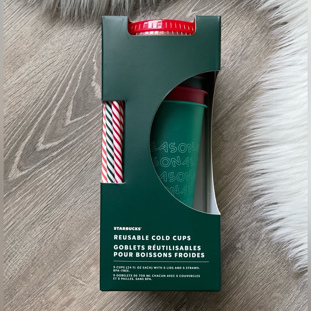 🎄STARBUCKS Holiday Christmas Reusable Cold Cup 5 Pack 2019 Set Limited Edition